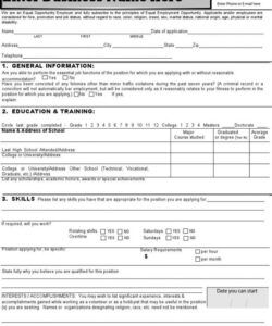 Best General Job Application Form Template Excel