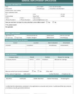 Best General Job Application Form Template Excel