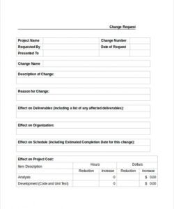 Best Project Change Request Form Template Word Example