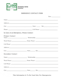 Best Tenant Emergency Contact Form Template Word Sample