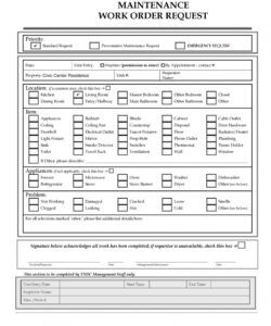 Costum Apartment Maintenance Request Form Template Word Sample