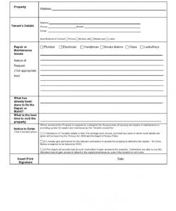 Costum Apartment Tenant Maintenance Request Form Template Word