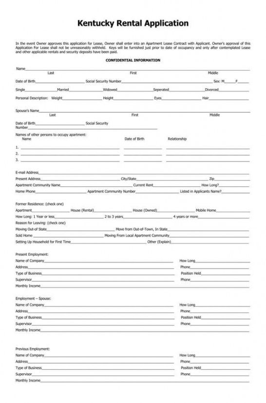 Costum Association Rental Application Form Template Doc Sample