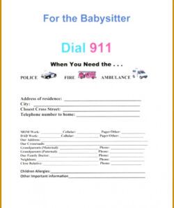 Costum Babysitter Emergency Contact Form Template Excel Sample