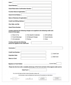 Costum Credit Card Authorization Form Template For Hotel Excel Example