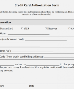 Costum Credit Card Pre Authorization Form Template Word Sample