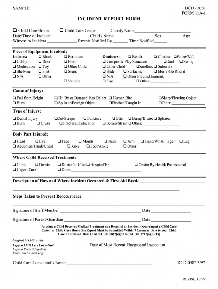 Costum Dental Incident Report Form Template Word