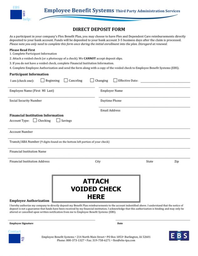 Costum Direct Deposit Request Form Template Word