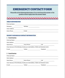 Costum Emergency Contact Form Template For Child Pdf Sample
