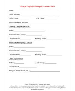 Costum Emergency Contact Form Template For Young Travelers Word Sample