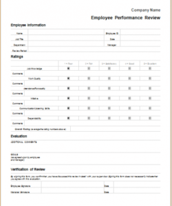 Costum Employee Review Form Template Excel Sample