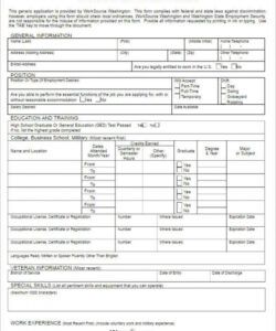 Costum General Job Application Form Template Excel Example