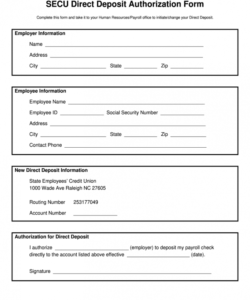 Costum Printable Direct Deposit Form Template Doc