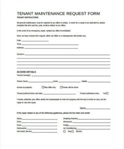 Costum Printable Template Maintenance Request Form Doc