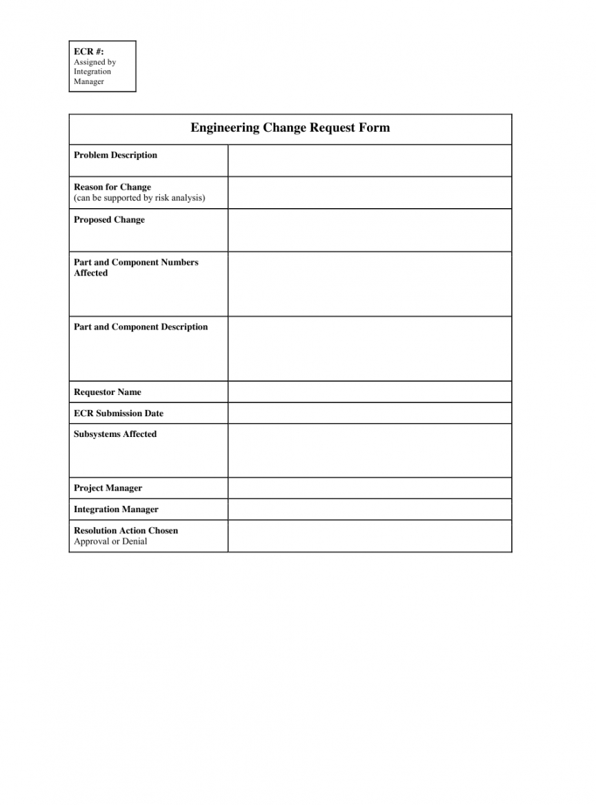 Costum Project Change Request Form Template Excel Example