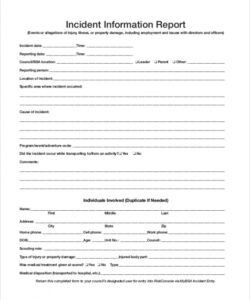 Costum Property Incident Report Form Template Doc Example