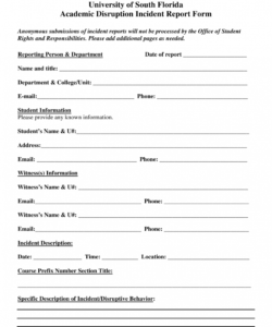 Costum Student Incident Report Form Template Doc