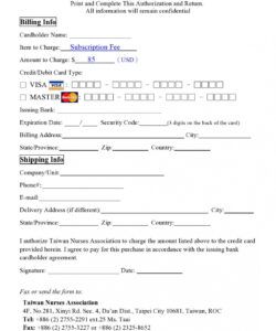 Credit Card Pre Authorization Form Template Word Sample