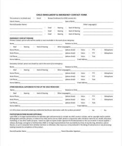 Daycare Emergency Contact Form Template Doc