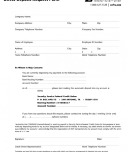 Direct Deposit Request Form Template Excel Example