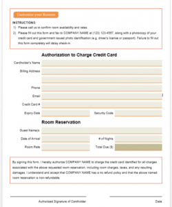 Editable Blank Credit Card Authorization Form Template Pdf Example
