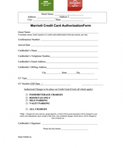 Editable Credit Card Authorization Form Template For Hotel Doc Sample