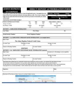 Editable Employee Direct Deposit Enrollment Form Template Doc