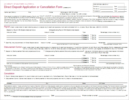 Editable Employee Direct Deposit Enrollment Form Template Pdf Example