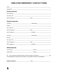 Editable Employer Emergency Contact Form Template Excel