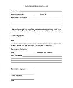 Editable Maintenance Request Form Residential Template Doc Sample