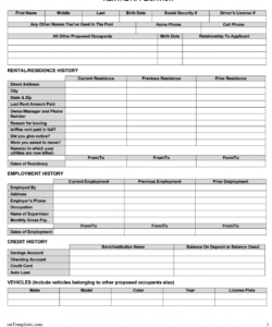 Editable Rental Property Application Form Template Doc Example