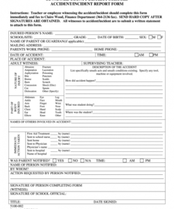 Editable Student Incident Report Form Template