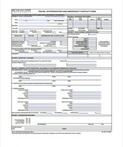 Emergency Contact Form Template For Young Travelers Word Example