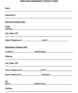 Employer Emergency Contact Form Template Doc Sample