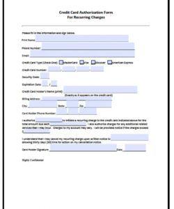 Free Company Credit Card Authorization Form Template Doc Sample