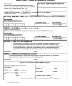 Free Direct Deposit Payroll Form Template Excel Sample