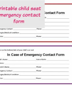 Free Emergency Contact Form Template For Child Excel