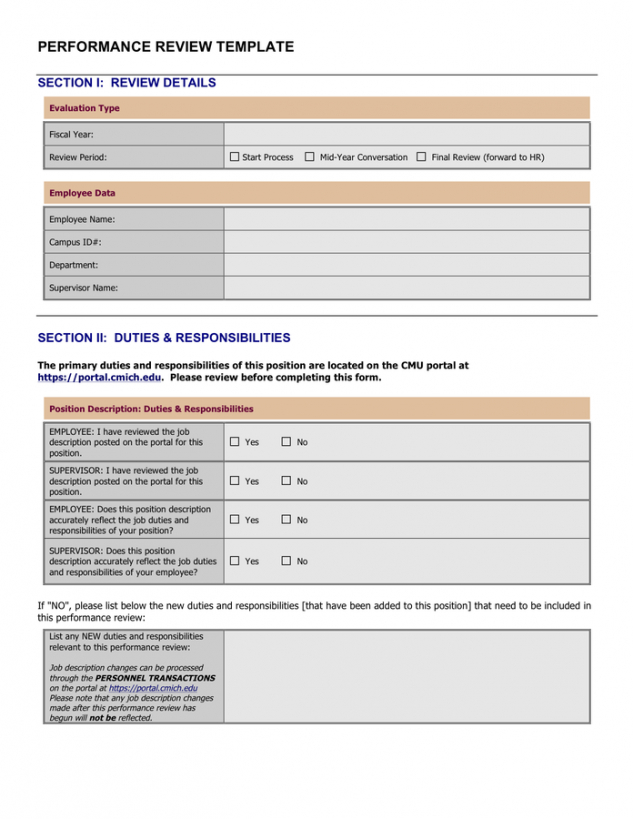 Free Employee Review Form Template  Example