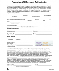 Free Ohio Ach Credit Authorization Form Template Doc Sample