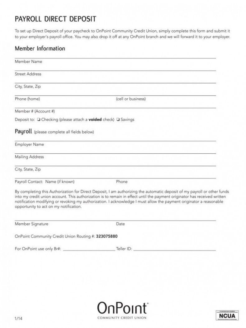 Free Permission Form Template For Direct Deposit Excel Example