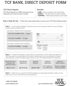 Free Printable Direct Deposit Form Template Doc Sample