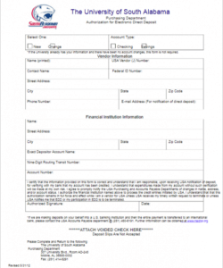 Free Printable Direct Deposit Form Template Doc Sample
