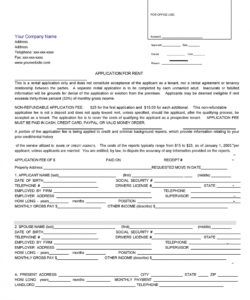 Free Property Rental Application Form Template Doc Sample