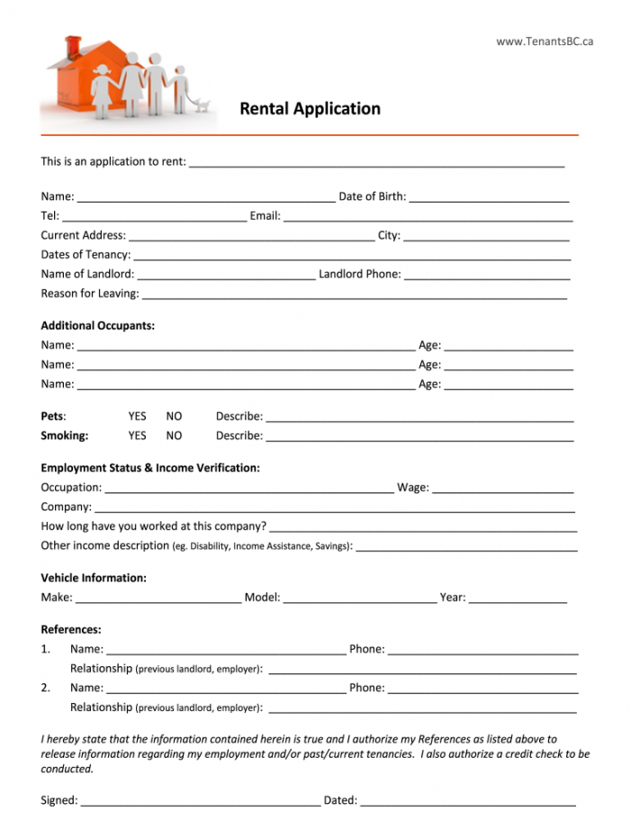Free Property Rental Application Form Template Excel Sample