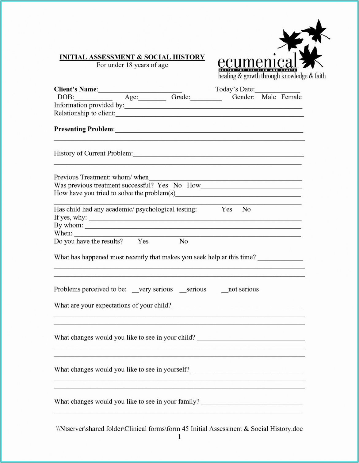 Free Tax Client Intake Form Template Doc Example