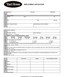 General Job Application Form Template Word Example