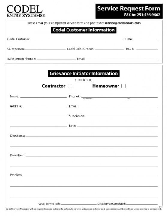 Maintenance Request Form Residential Template Pdf Sample