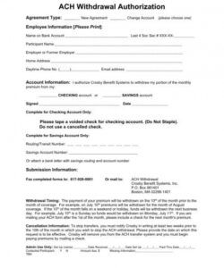Printable Ach Processing Authorization Form Template  Sample