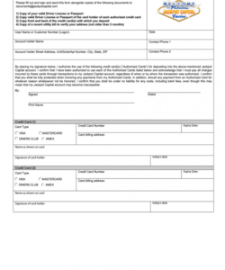 Printable Blank Credit Card Authorization Form Template