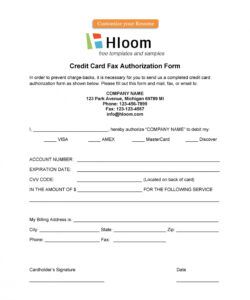 Printable Credit Card On File Authorization Form Template Word Sample